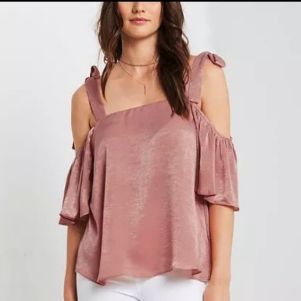 Soprano Nordstrom short sleeve tie shoulder tank top shirt blouse pink swing L